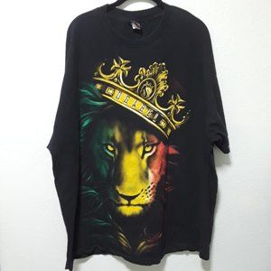 OG Abel T Shirt Lion Black 2XL Ogabel Crown King Mens Red Yellow Green Rasta